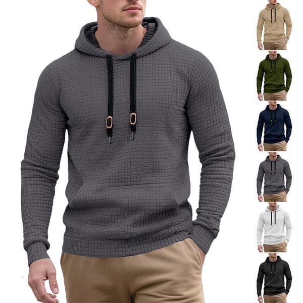 European Designer Hoodie Size Men's Casual Pullover Jacquard Pocket Hoodie For Designer T-shirt Polo Small Checkered Quilted Cotton Fabric With Hood