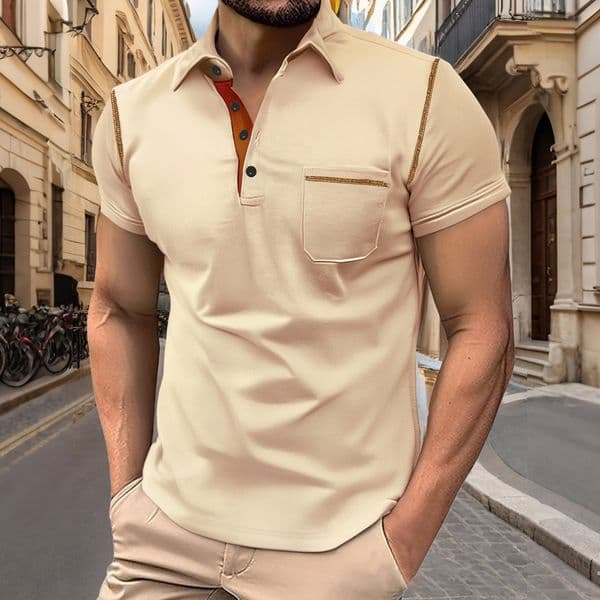 American Hotselling Men's Shortsleeve Henley Shirt Designer Hoodie Summer Casual Sports Solid Color Button Open Polo Designer T-shirt Front Polo Shirt