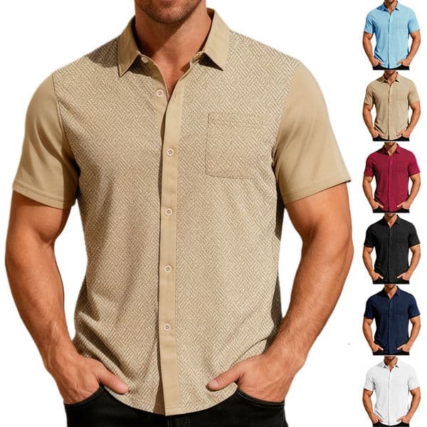 European And Designer T-shirt Polo American Product: Summer Loosefitting Breathable Designer Hoodie Collar Cardigan Towel Jacquard Shortsleeve Men's Shirt