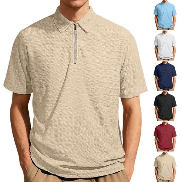 European And American Designer T-shirt Polo Designer Hoodie Men's Summer New Casual Loose Towel Jacquard Zipper Placket Short Sleeve Polo Shirt