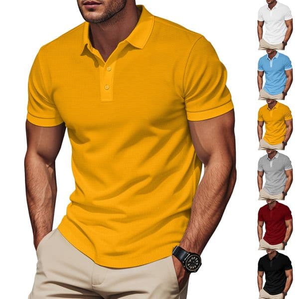 American Designer Hoodie Style Summer New Men's Polo Shirt Solid Color Collar Color Block Designer T-shirt Short Sleeve Men's Polo Shirt Polo In Stock