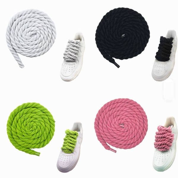 Quality Round Shoelaces Hand-woven 12mm DIY Shoelace Cotton Rope Solid Color Bold Cotton Twist Decoration Shoe Laces