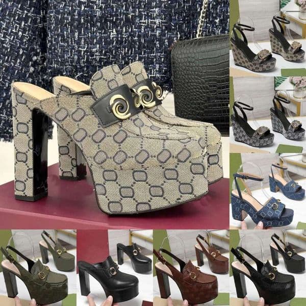 Horsebit Slingback Suede Heels Sandal Designer Women Wedges Dress Shoes Chunky Heel Horsebit Platform Loafers Top Quality Luxury Leather Pumps Leather sandalen