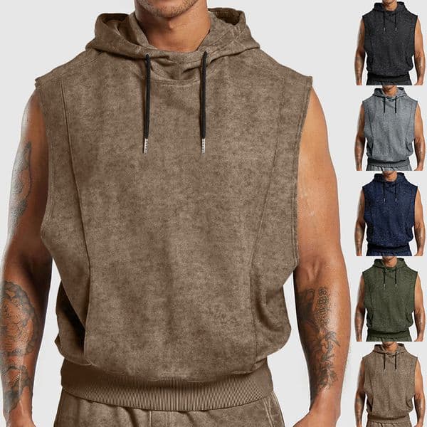 New Men's European And American Street Fashion Vintage Full Print Designer T-shirt Floral Polo Designer Hoodie Sleeveless Hooded Sleeveless Top