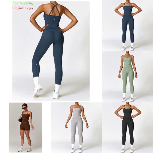 Pants Yoga Two-Piece Short Running Tank Top+ Long Pant Solid Color Sports Bra With Fitness Clothes alosetisnessitys Sets Women Set