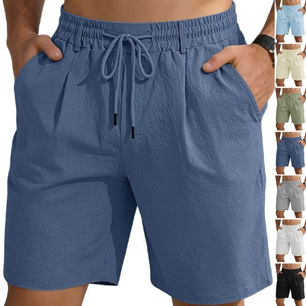 Wish Men's Polo Loose Cottonlinen Drawstring Shorts Designer Hoodie Solid Designer T-shirt Color Casual Sports Shorts