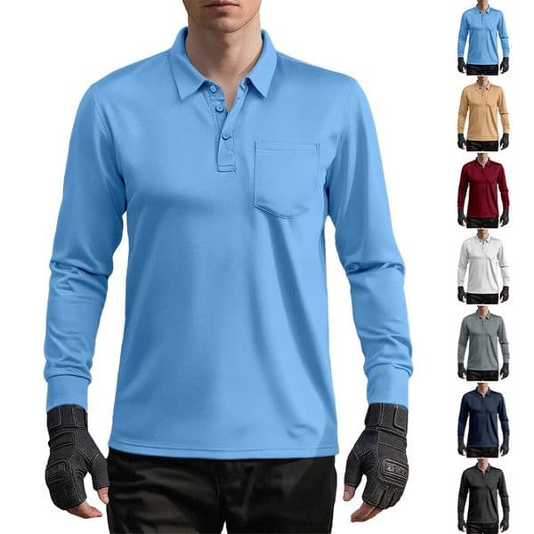 Men's Long Polo Sleeve Designer T-shirt Designer Hoodie Loose Top Collar European And American Autumn New Outdoor Tactical Polo Shirt