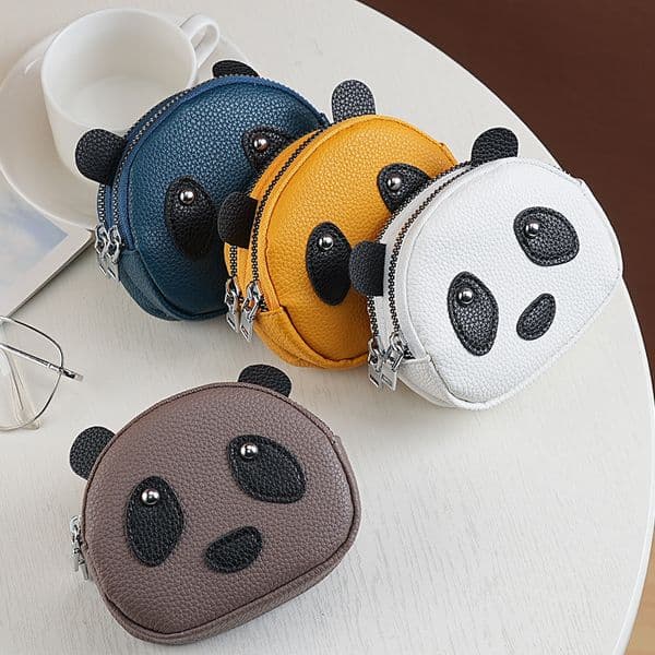 New PU Coin Purse For Women Is Fashionable, Compact, And Creative, Featuring A Panda Design With A Double-Layer Zipper For Storage