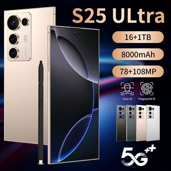 New cross-border mobile phone S25 ULTRA with center-perforated large screen, octa-core true 4G all-in-one device, Android 10.1, 3+64GB