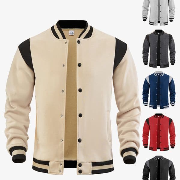 European And American Designer Jacket Bestselling Casual Sports High Street Fleecelined Cardigan With Patchwork Standup Collar Flight Baseball Jacket