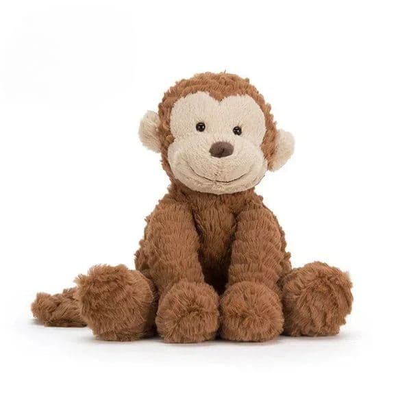 UK JE Baby Soft Plush Monkey Doll Wavy Fur Cuddly Stuffed Animal Gift for Kids Chocolate Brown Toy