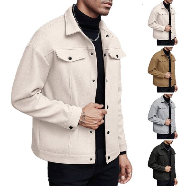 2026 European And American Autumn And Winter Collar Woolen New Men's Jacket Casual Designer Jacket Sports Business Jacket