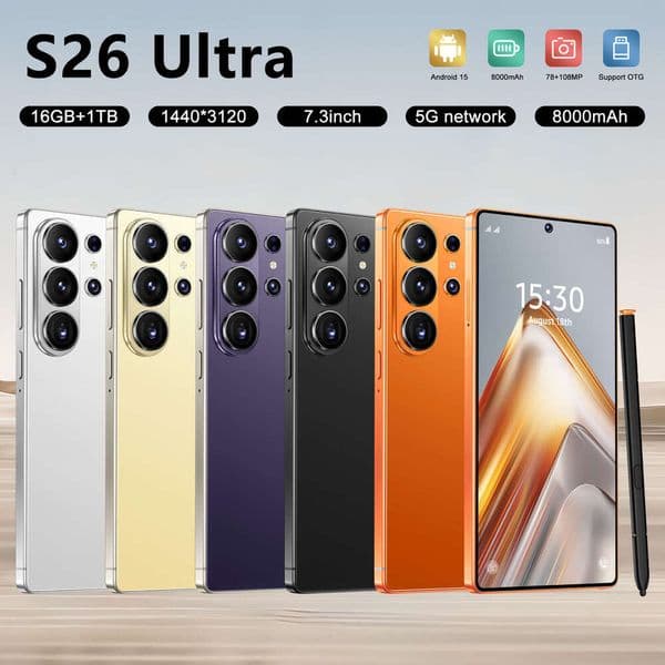 New hot-selling product S26 Ultra smartphone with built-in stylus 7.3inch Large screen true 4G network Android 10 3+64GB