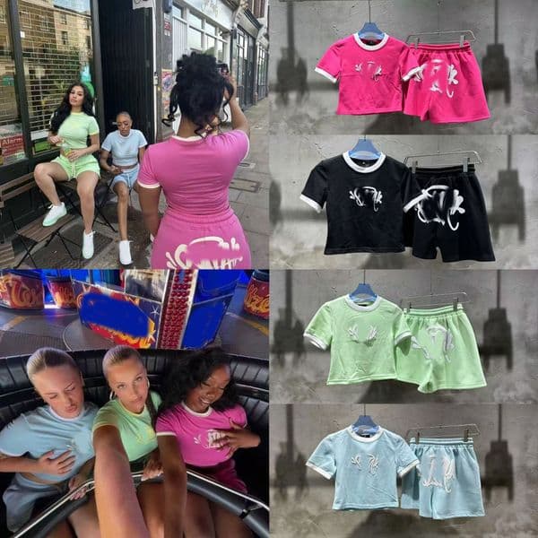 Womens Designer Sets Fashion Letter Offset Pant Suits Round Neck Short Sleeved Shorts Set Two Piece Pants