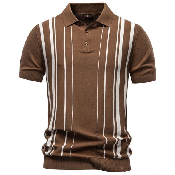 Polo Summer New Shortsleeve Knitted Polo Shirt For Men Hoodie Woolen Top Striped Shirt Polo Shirt For Men