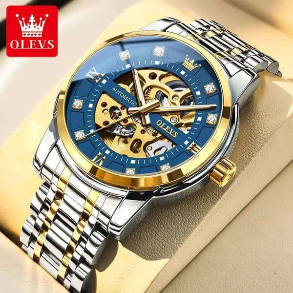 OLEVS 9901 Mens Luxury Hollowing Mechanical Movement Wristwatch Waterproof Luminous Fashion Automatic Watch for Man