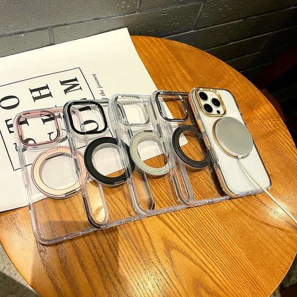 Ice Crystal Two-tone Magnetic Stand Apple 16 Pro Phone Case New 15 Shockproof Protective Cover iPhone 17