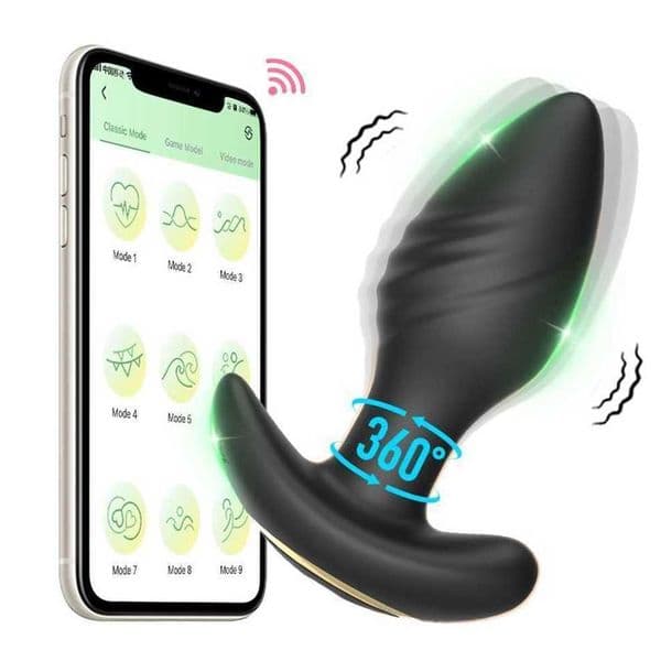 Rotation Vibrator 9 Mode Butt APP Remote Control Sex Toy for Men Vibrating Prostate Massager Anal Plug Adult Game Hj89