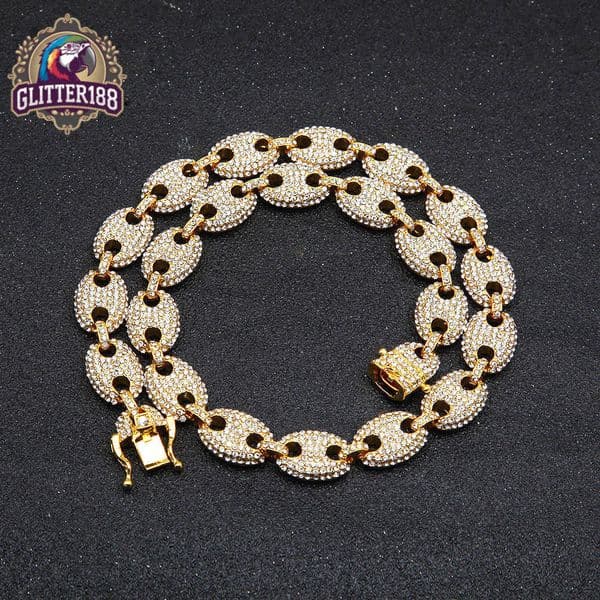 Luxury Hip Hop Moissanite Oval Link Chain Necklace Unisex Shimmering Gold Iced Design Bold Premium Statement Style