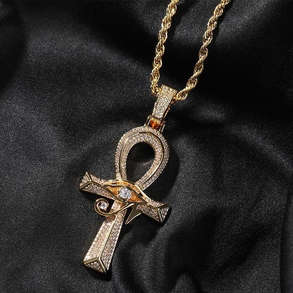 Silver Cross Pendant With Horus Eye Details Providing Him With A Novel Egyptian Inspired Gift High Quality Jewelry Necklace