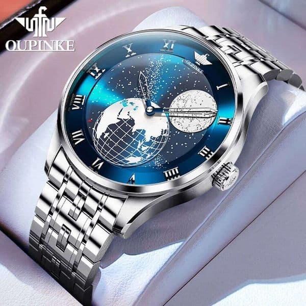 OUPINKE 3230 Classic Leather Mechanical 50M Waterproof Luminous For Men Date Sport Watch Fashion Design
