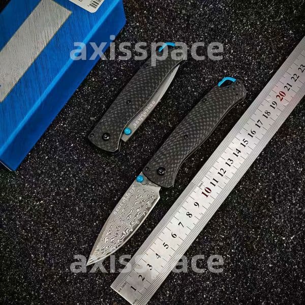 BM 535 carbon fiber handle Damascus steel high hardness outdoor camping portable multifunctional folding knife