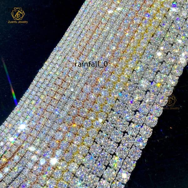 Factory Hip Hop Cuban Gra Certified 10mm 11mm Moissanite Round Cut Clustered Tennis Chain Necklace Bracelet with Side Ice
