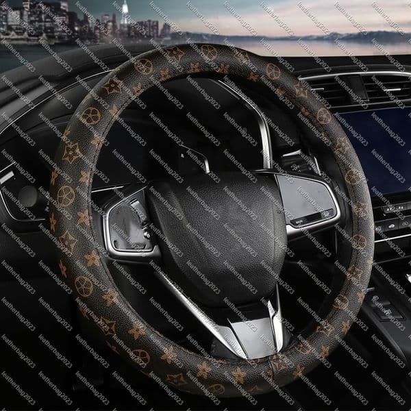 leatherbag2023 Bags, Luggage & Accessories Anti-Slip PU Microfiber Universal Embossing Leather Auto Steering- wheel Cover Car Steering Interior Accessories