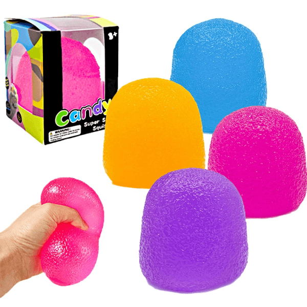 Needoh candy colored ultra soft squeeze ball, children's and adult textured stress relieving Fidget toy - in stock