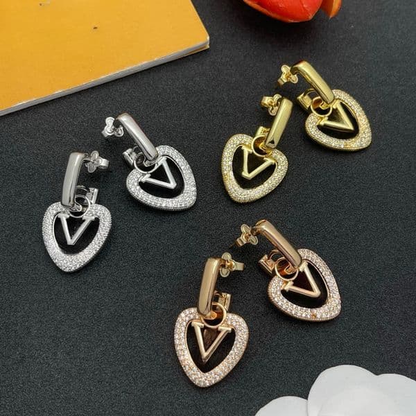 Earring Designer Letters Earring Fashion Crystal Rhinestone High Quality Woman Accessories Jewelry Wedding Party Gift