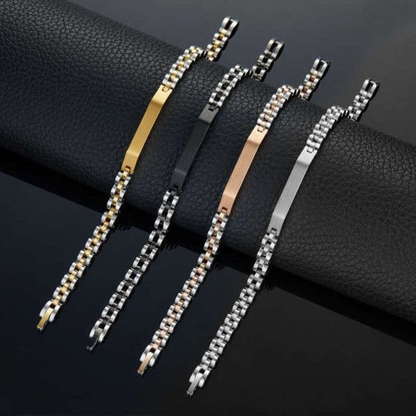 Wholesale 14K 18K fashion chain trapezoidal curved for women, adjustable titanium steel bracelet that does not fade