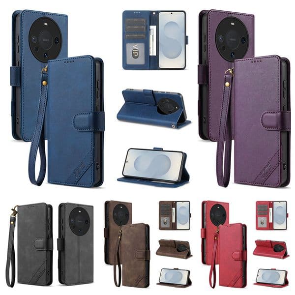 Business Leather Wallet Cases For Xiaomi 17 Max Ultra Honor 500 400 Huawei Mate 80 70 Nova 15 Pro Luxury Card Slot Holder Magnet Flip Cover Pouch Lanyard