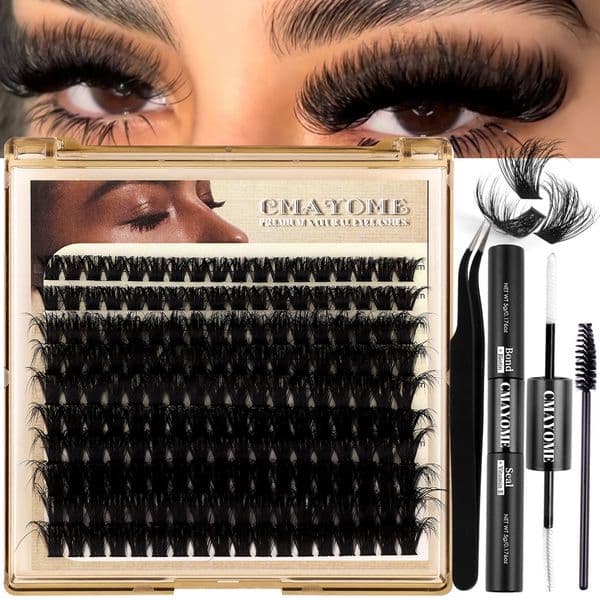 200Pcs DIY Lash Clusters Thick Fluffy Individual Eyelashes Soft Light Handmade Reusable D Curled DIY Segmented Eyelash Extensions Makeup Accessory for Eyes