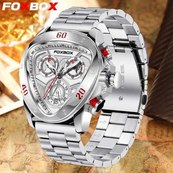 LIGE Design FOXBOX Fashion Luxury Quartz Man Watch Creative Triangle Chronograph Stainless Casual Men's Watches Auto Date Clocks
