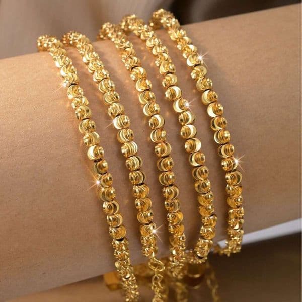 does not fade fashion sweet imitation gold bracelet jewelry with knife-pattern beads and watermelon beads, light luxury new style