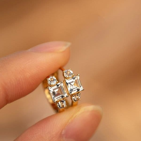 S925 sterling silver cubic zirconia for women, fashionable versatile, minimalist style, elegant and unique, trendy earrings