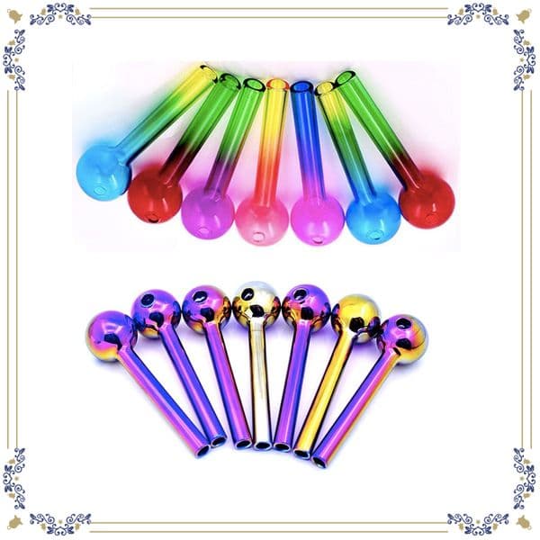 Mini Mix Colorful Rainbow 4inch Thick heady colorful Glass Oil Burner Pipes Popular Smoke Straight Tube Straw Pipe Water Hand Nail Tips for smoking