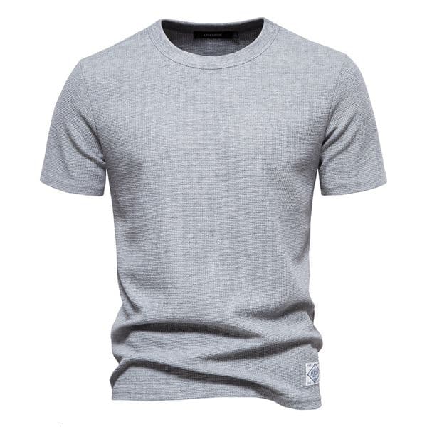 2026 Spring Summer Hoodie New European Size Waffle Men's Shirt Polo Round Neck Highquality Basic Solid Color Knitted Base Shirt
