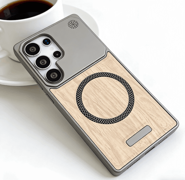 vintage wood grain magnetic phone case halfwrapped minimalist design with aromatherapy vents premium retro cover for flagship android smartphones
