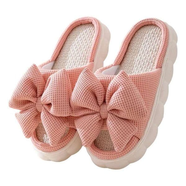 Bow Platform Women's Slippers Home Spring Summer sandals women Luxury Designer Woman Shoes 2026 Fashion Hemp Indoor Slides Lightweight Soft