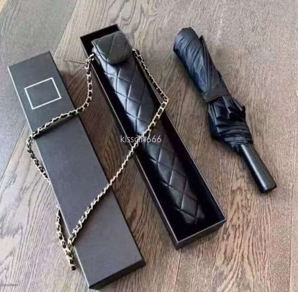 ReviemDesigner Umbrella Black Long Umbrella Letter Logo Sun Protection Black Rubber Long Handle Umbrella Classic Fashion Raingear-G25487
