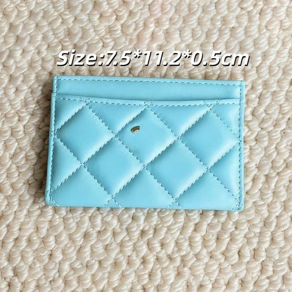 Designer Luxury Wallet 5 Mini Diamond-Quilted Card Holder 9 Blue Pink Black Leather 9 Card Holder