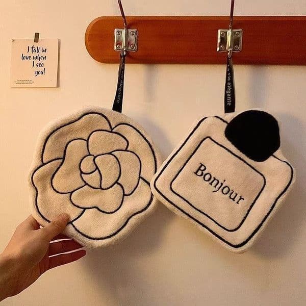 Camellia Minimalist Hand Hangable & Scouring Pad Household Small Square Towel French Style Kitchen Bathroom Absorbent Cleaning Cloth