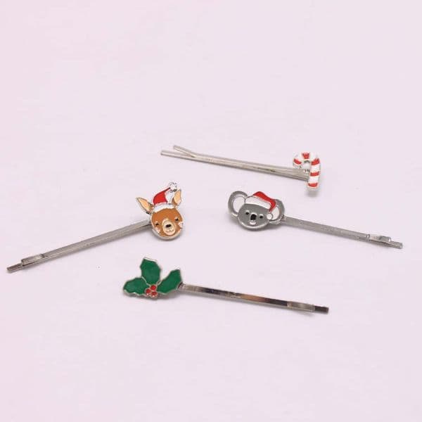 New Christmas cartoon animal alloy oil-drip clip cute children's hair accessory set with reindeer element ddmyshoesvip
