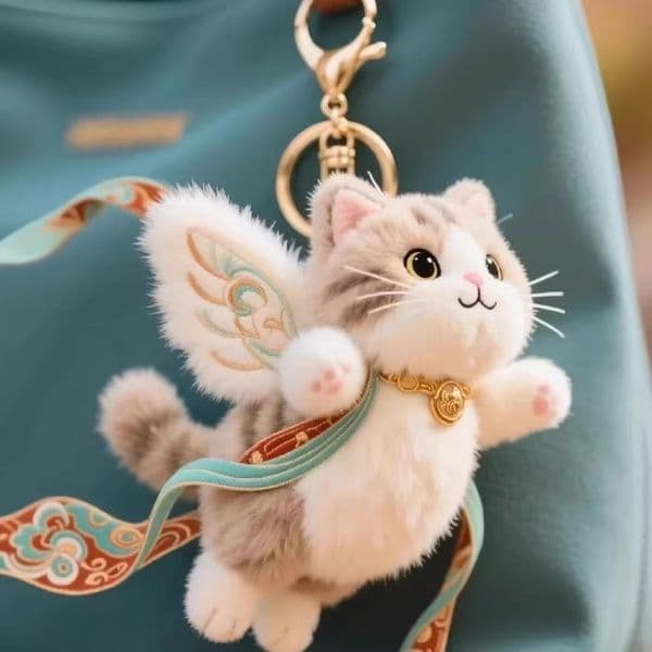 Fly Tmall Nine-color Deer Embroidered Cloud Pattern Flowing Ribbon Fur Toy Doll Soft and Cute Bag Hanger Pendant Playmate Keychain