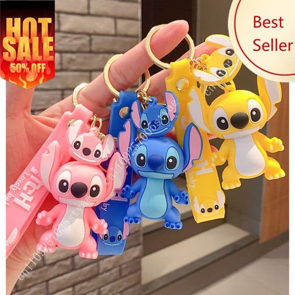 Lilo Stitch Pendant disney Pvc Keychain Holder Car Keyring Mobile Phone Bag Hanging Jewelry Holiday Decorations Gifts