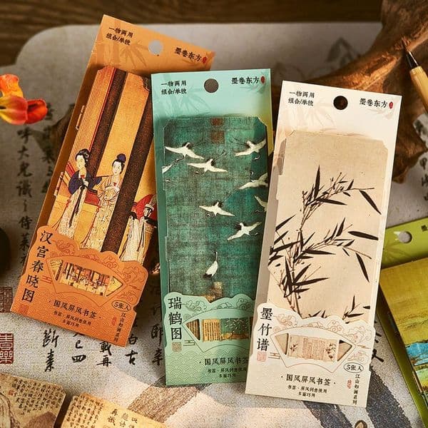 Bestseller Ancient Irregular Bookmark Chinese Style Calligraphy Famous Painting Paper Desktop Screen Ornament High-end Atmosphere Decoration Card ddmySat