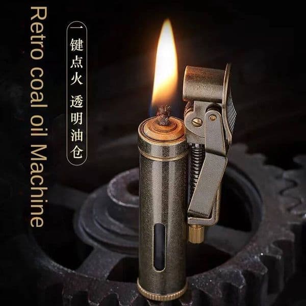 New Copper Kero Sene Visual Oil Tank One-Key Ignition Retro Nostalgic Grinding Wheel Lighter Men's Smoking Gift Tool