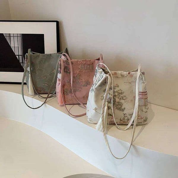 Chinese Style Retro New Models Silk Jacquard Fashionable Minimalist Single Shoulder Diagonal Cross Women's Bag Luxury shoulder bag Xiu Lai Si