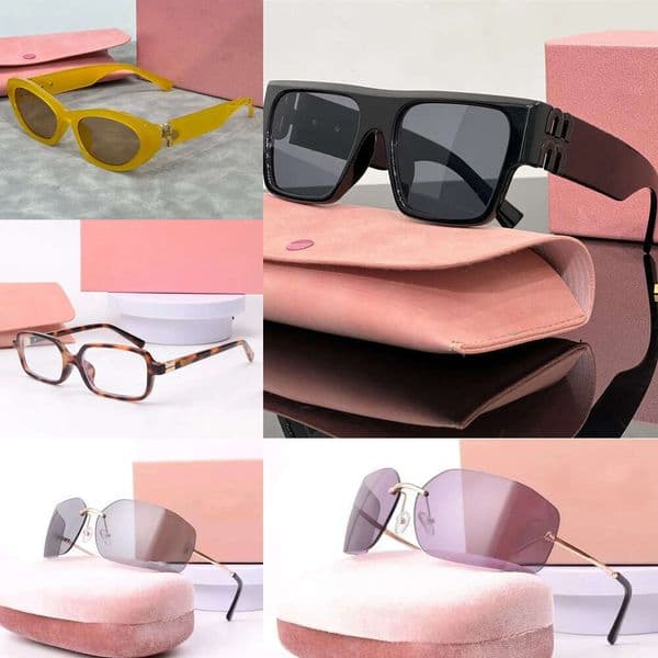 Luxury Designer for Women Mens Miue Classic 2026 Hot Cat Eye Glasses Square Fashion Small Frame Oval Monogram Legs Letter Retro Sunglasses
